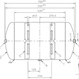 SPA1170 Air reservoir 80 litre Ø 396mm L:750 with brackets